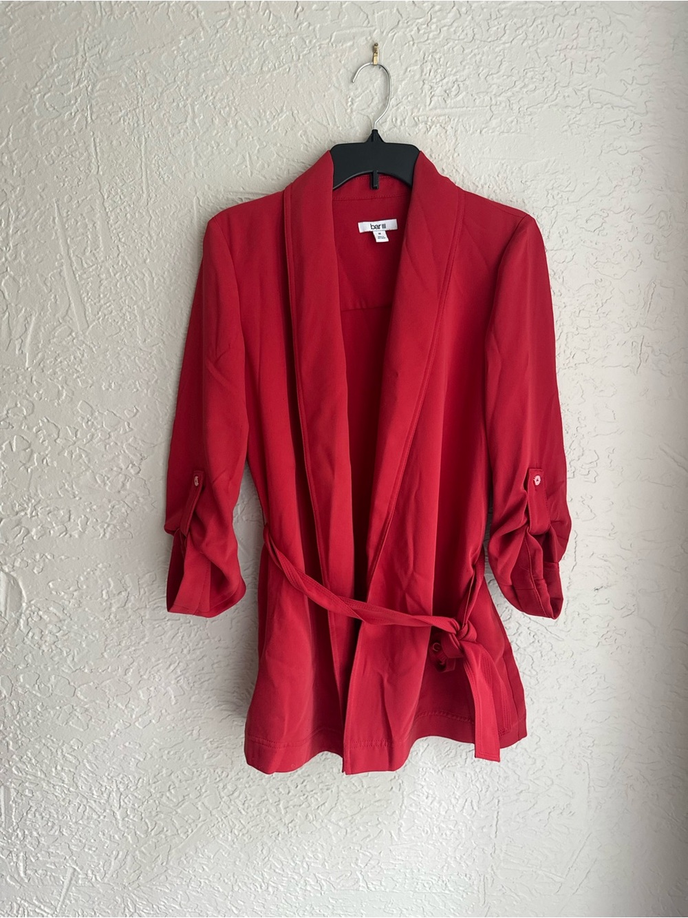 Bar III Red Open-Front Belted Blazer